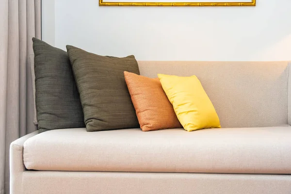 Comfortable pillow on sofa decoration interior — Stock Photo, Image