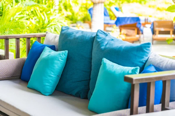Comfortable pillow on sofa decoration outdoor patio — Stock Photo, Image