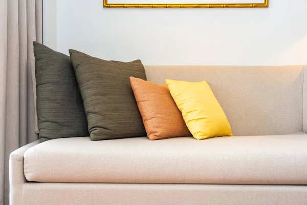 Comfortable pillow on sofa decoration interior — Stock Photo, Image