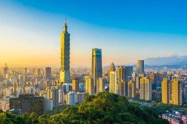 Güzel manzara ve cityscape taipei 101 bina ve ark