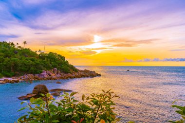 Samui Adası etrafında güzel açık tropikal plaj deniz ile Co