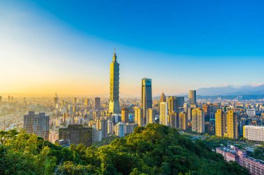 Güzel manzara ve cityscape taipei 101 bina ve ark