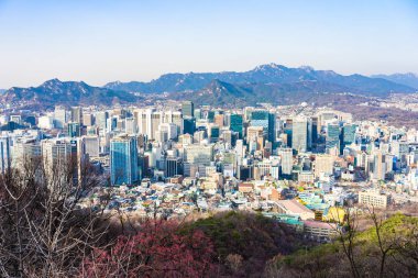 Güzel manzara ve Seoul city cityscape
