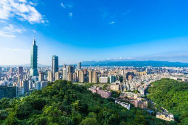Güzel manzara ve cityscape taipei 101 bina ve ark