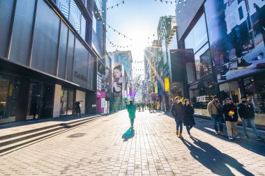 Seoul, Güney Kore 10 Aralık 2018: Myeong dong pazarı 