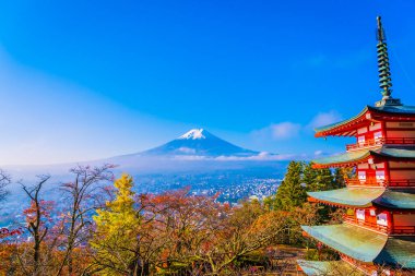 Dağ fuji chureito pagoda ile güzel manzara