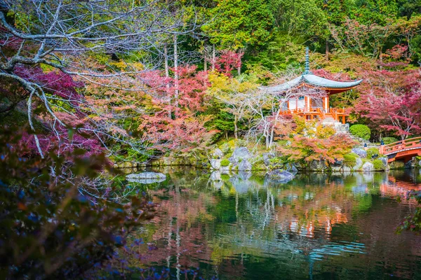 Beautiful Daigoji temple with colorful tree and leaf in autumn s — Stock Photo, Image