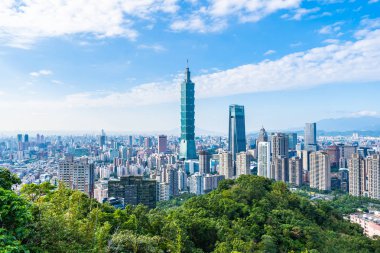Güzel manzara ve cityscape taipei 101 bina ve ark
