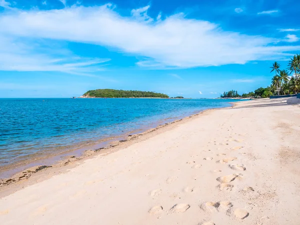 Vakker tropisk strand og hav med kokospalmer – stockfoto