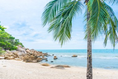 Samui Adası etrafında güzel açık tropikal plaj deniz ile Co