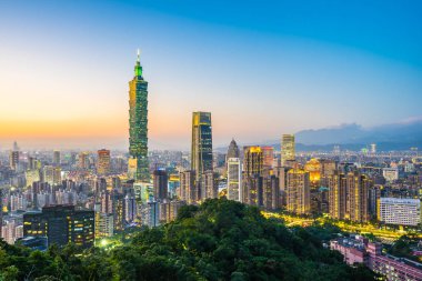 Güzel manzara ve cityscape taipei 101 bina ve ark