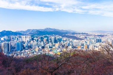 Güzel manzara ve Seoul city cityscape