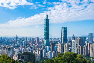 Güzel manzara ve cityscape taipei 101 bina ve ark