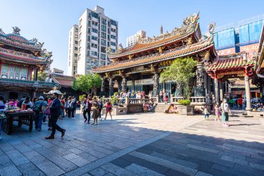 Taipei, Tayvan 1 Aralık 2018: Longshan tapınağıdır popüler 