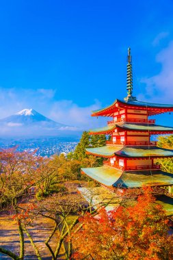 Dağ fuji chureito pagoda ile güzel manzara
