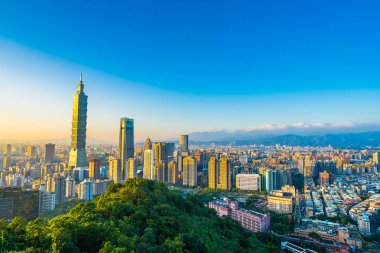 Güzel manzara ve cityscape taipei 101 bina ve ark