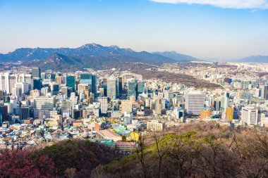 Güzel manzara ve Seoul city cityscape