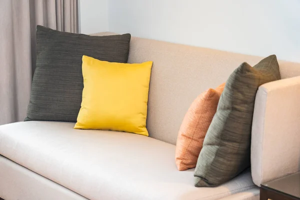 Comfortable pillow on sofa decoration interior — Stock Photo, Image