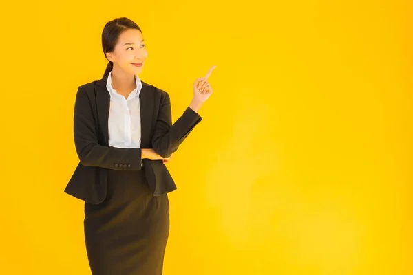 Mooi Portret Jong Bedrijf Aziatische Vrouw Gelukkig Glimlach Veel Actie — Stockfoto