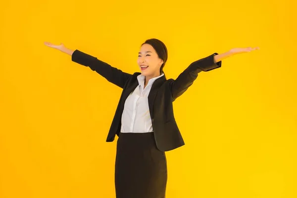 Hermosa Retrato Joven Negocio Asiático Mujer Feliz Sonrisa Muchos Acción — Foto de Stock