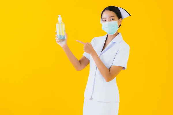 Retrato Hermosa Joven Asiática Mujer Tailandesa Enfermera Usar Máscara Para —  Fotos de Stock