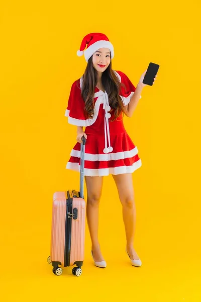 Portrait Belle Jeune Femme Asiatique Porter Des Vêtements Noël Chapeau — Photo