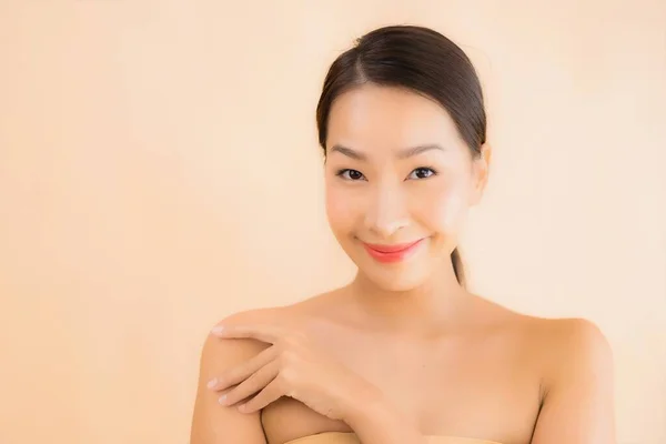 Porträt Schöne Junge Asiatische Gesicht Frau Mit Beauty Wellness Und — Stockfoto