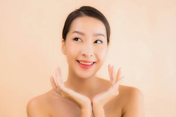 Porträt Schöne Junge Asiatische Gesicht Frau Mit Beauty Wellness Und — Stockfoto