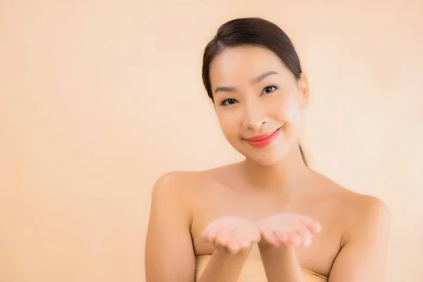 Porträt Schöne Junge Asiatische Gesicht Frau Mit Beauty Wellness Und — Stockfoto