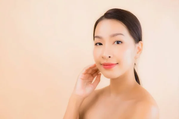 Porträt Schöne Junge Asiatische Gesicht Frau Mit Beauty Wellness Und — Stockfoto