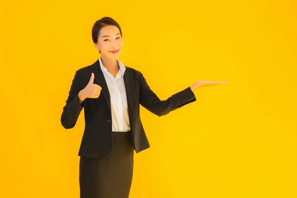 Mooi Portret Jong Bedrijf Aziatische Vrouw Gelukkig Glimlach Veel Actie — Stockfoto