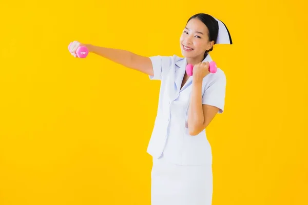 Portret Mooie Jonge Aziatische Vrouw Thai Verpleegster Met Halter Voor — Stockfoto