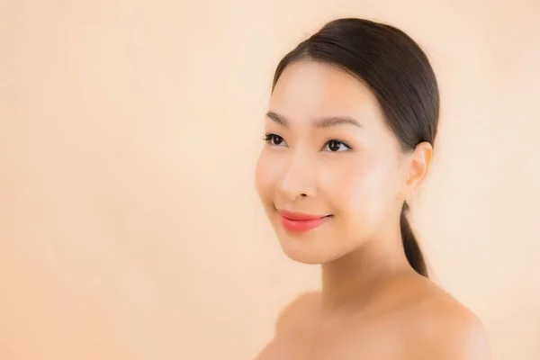 Portrait beautiful young asian face woman with beauty spa wellness and cosmetic makeup concept