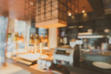 Kafe ve restoran arka planında soyut bulanıklık var.