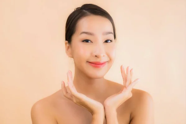 Portrait beautiful young asian face woman with beauty spa wellness and cosmetic makeup concept