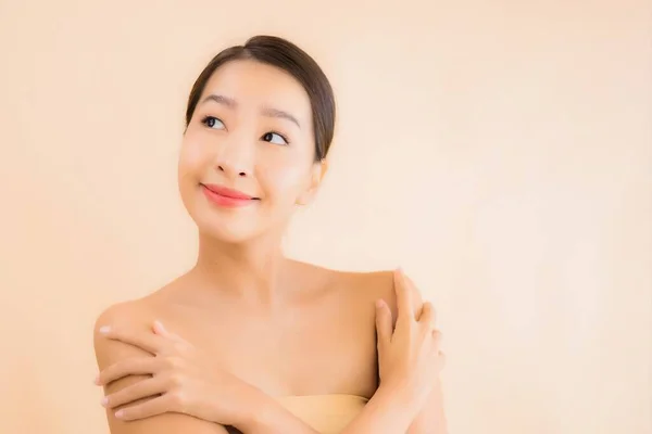 Porträt Schöne Junge Asiatische Gesicht Frau Mit Beauty Wellness Und — Stockfoto