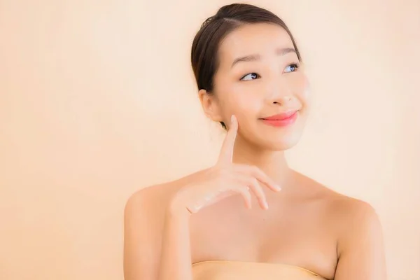 Porträt Schöne Junge Asiatische Gesicht Frau Mit Beauty Wellness Und — Stockfoto