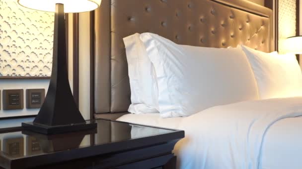 Mooi Luxe Slaapkamer Interieur Hotel Resort — Stockvideo