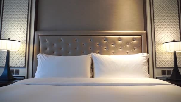 Mooi Luxe Slaapkamer Interieur Hotel Resort — Stockvideo