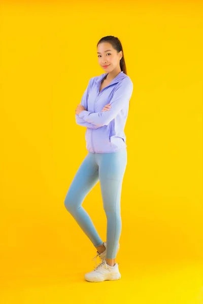 Portret Piękny Młody Azjatycki Sport Kobieta Odzieży Sportowej Gotowy Ćwiczeń — Zdjęcie stockowe