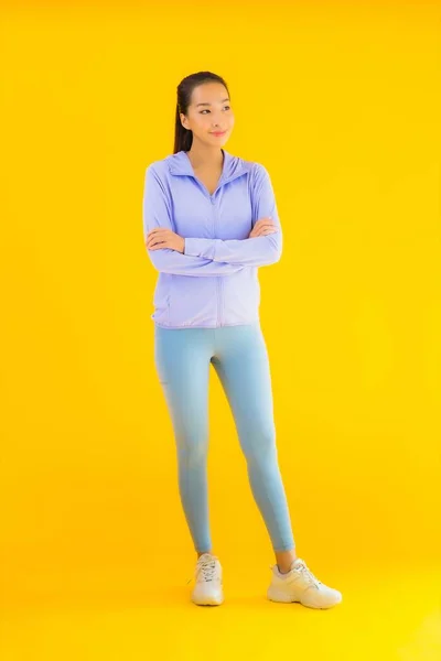 Retrato Hermosa Joven Asiática Deporte Mujer Con Ropa Deportiva Listo — Foto de Stock