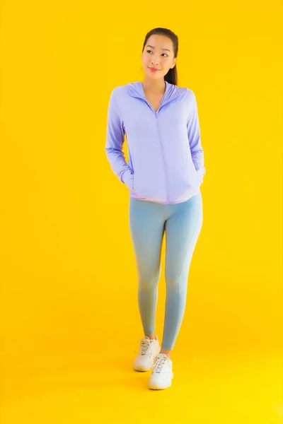 Retrato Hermosa Joven Asiática Deporte Mujer Con Ropa Deportiva Listo — Foto de Stock