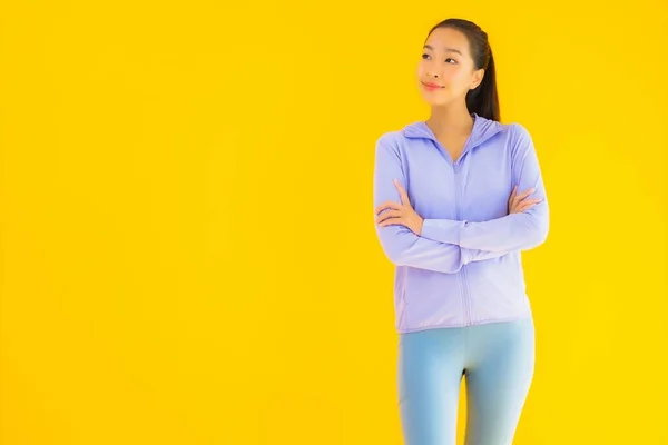 Portret Mooie Jonge Aziatische Sport Vrouw Met Sportschoeisel Klaar Voor — Stockfoto