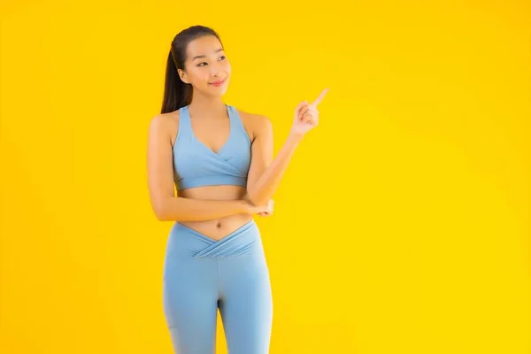 Porträt Schöne Junge Asiatische Sportlerin Mit Sportbekleidung Bereit Für Die — Stockfoto