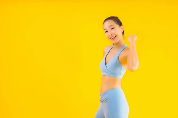 Retrato Hermosa Joven Asiática Deporte Mujer Con Ropa Deportiva Listo — Foto de Stock