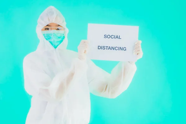 Retrato Bonito Jovem Asiático Médico Mulher Desgaste Ppe Equipamento Proteção — Fotografia de Stock