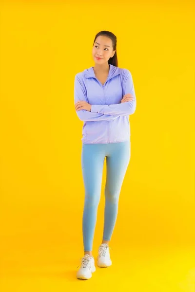 Retrato Bonito Jovem Asiático Esporte Mulher Com Sportwear Pronto Para — Fotografia de Stock