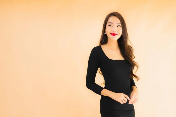 Retrato Hermosa Joven Asiática Mujer Feliz Sonrisa Acción Color Aislado —  Fotos de Stock