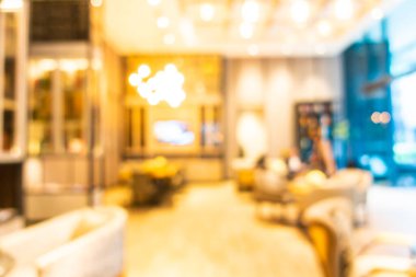 Arka plan için soyut bulanık otel ve lobi iç mimarisi
