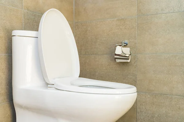 Tazón Baño Blanco Limpio Lujo Asiento Decoraion Interior Del Cuarto —  Fotos de Stock